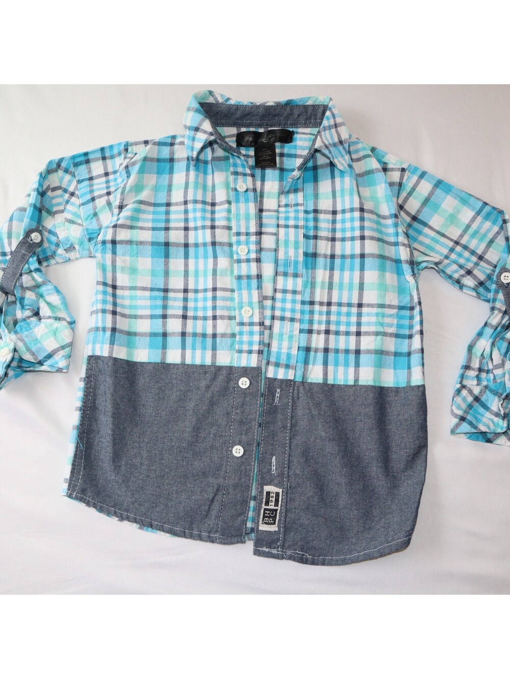 Beverly Hills Polo Club Boys Button-Up Plaid Shirt Size M 5 6 Blue